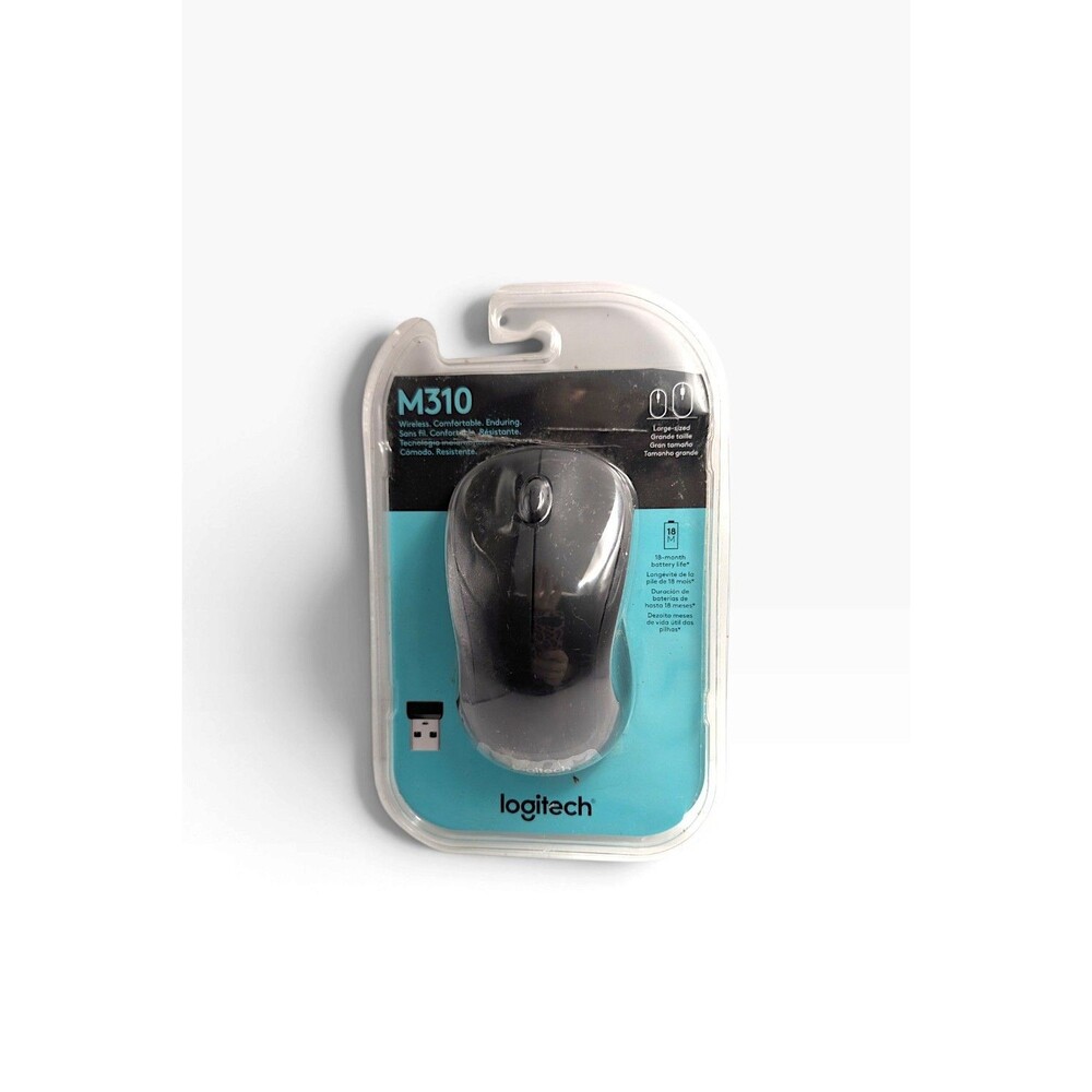 Logitech M310 Full Size Wireless Mouse USB Nano Receiver Black New Open Package